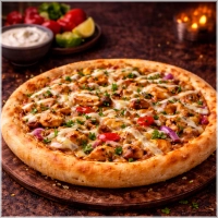 Tomato Sauce,Mozzarela,Griled Chicken pieces,Bel Pepper,Mushroom,Onions